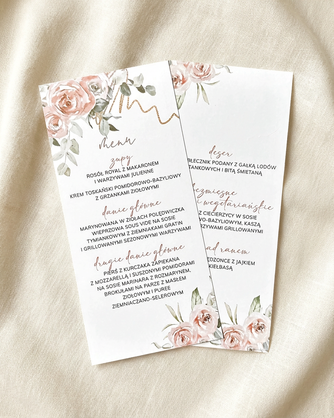 Menu Weselne Różane